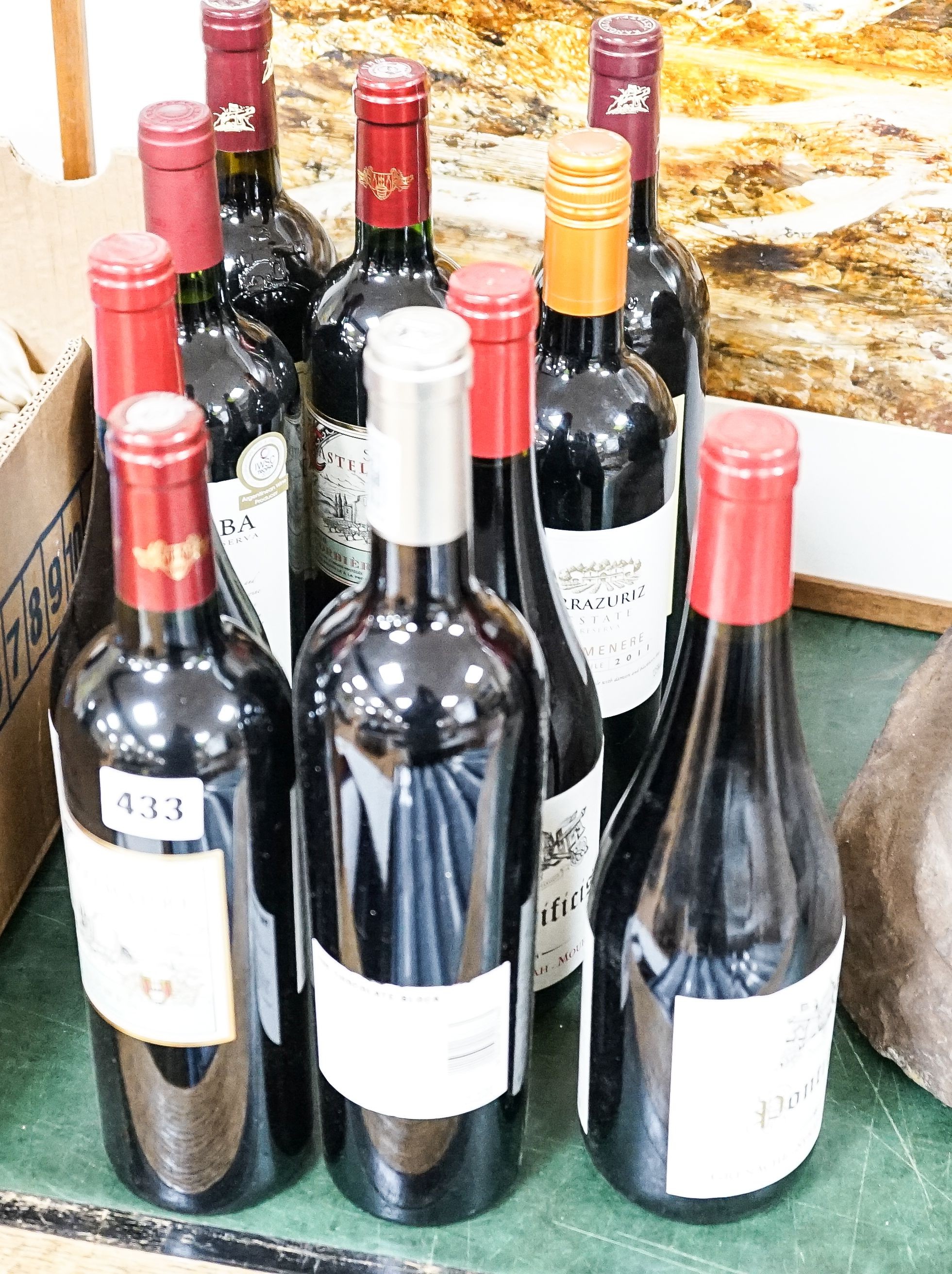10 bottles various red wines